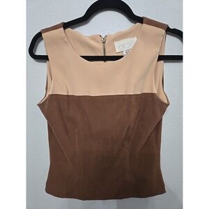 Vintage Y2k 90's Cache Color‎ Block Brown Women's Blouse Top Size 6